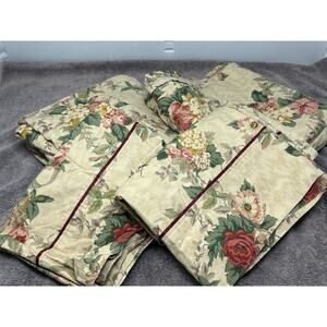 70's Vtg Percale 4 Pc Full Bed Sheet Set Garden Roseberry Floral Crown Craft
